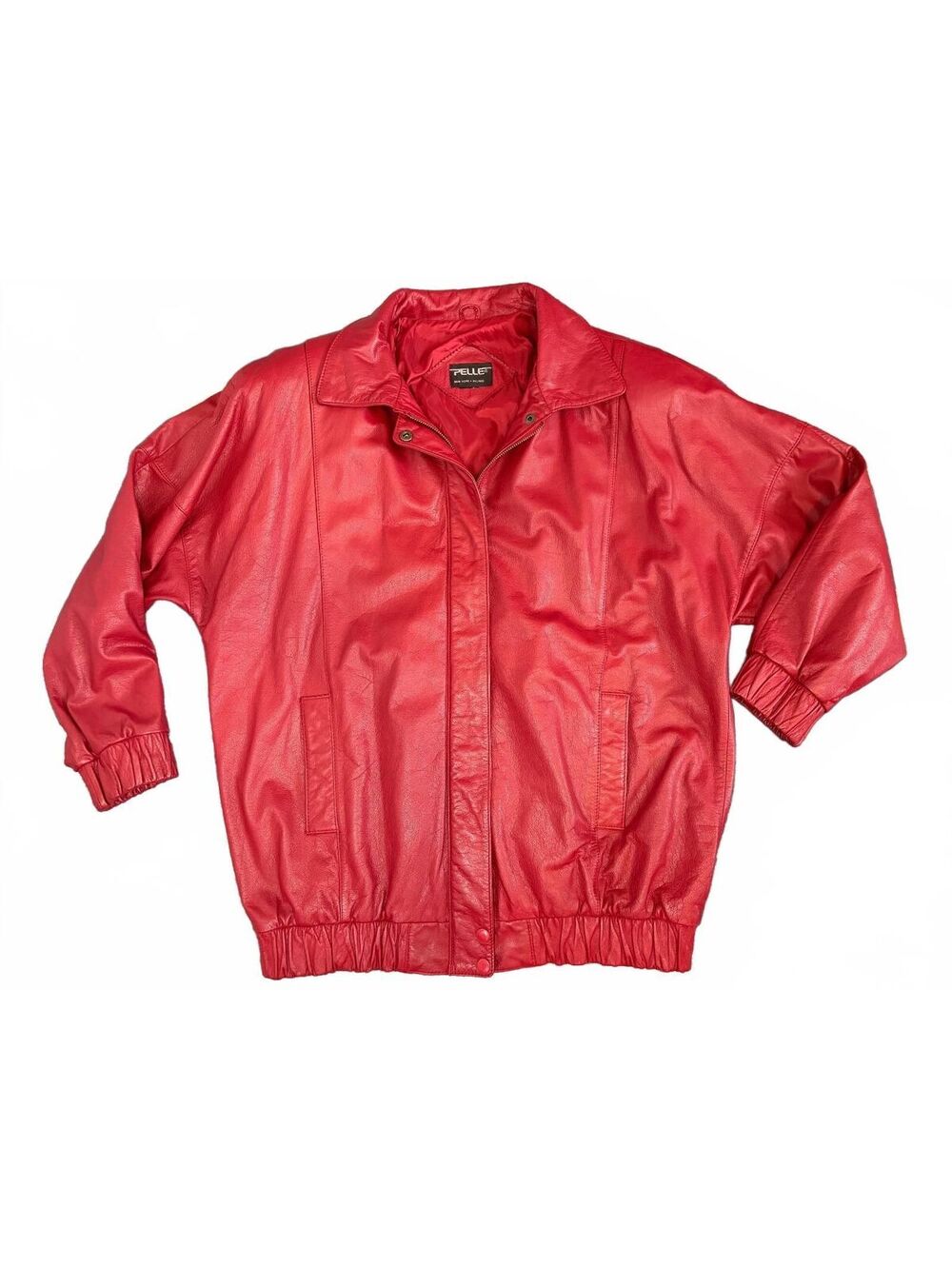 Vintage 80s 90s Womens Pelle NY Milano Rare Red Burgundy Leather Jacket Size M